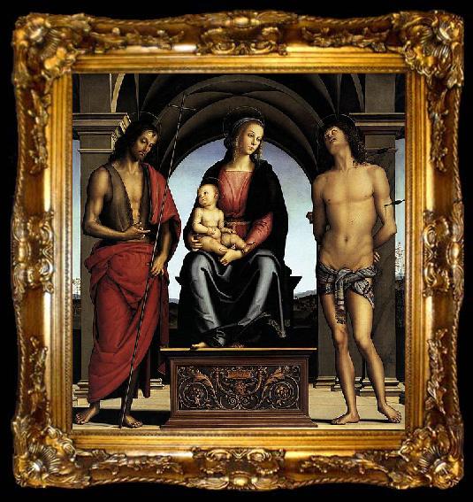 framed  Pietro Perugino The Madonna between St John the Baptist and St Sebastian, ta009-2